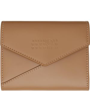 MM6 by Maison Martin Margiela タン レザー フラップウォレット - ナチュラル