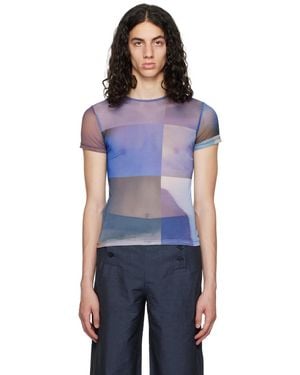 Serapis Ssense Exclusive Grid Tech T-shirt - Blue