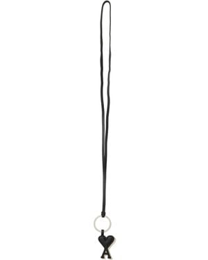 Ami Paris Ami De Coeur Cowhide Leather Keychain - Metallic