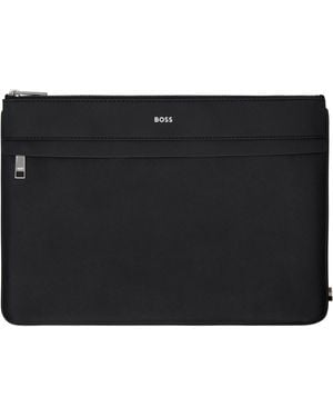 BOSS Large Leather Document Holder - Black