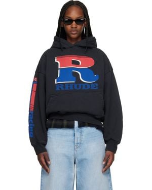 Rhude Split Petrol Logo Hoodie - Blue