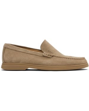 BOSS Taupe Suede Loafers - Black