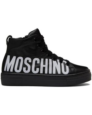 Moschino キッズ｜ブラック レザー ハイカットスニーカー