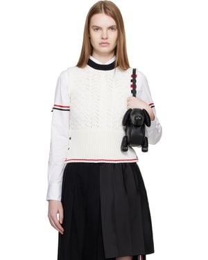 Thom Browne Cable Pointelle Stitch 4-Bar Sweater Vest - Black