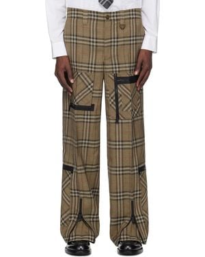 Burberry ブラウン チェック シルクブレンド カーゴパンツ - マルチカラー
