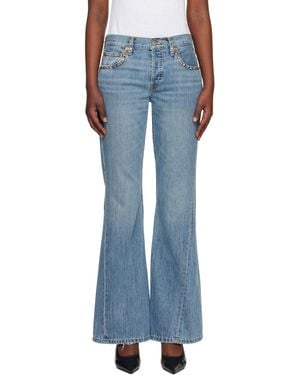RE/DONE Twisted Mid Rise Bootcut Jeans - Blue