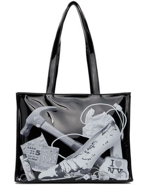 VAQUERA Trompe L'oeil Graphic Vinyl Tote - Black