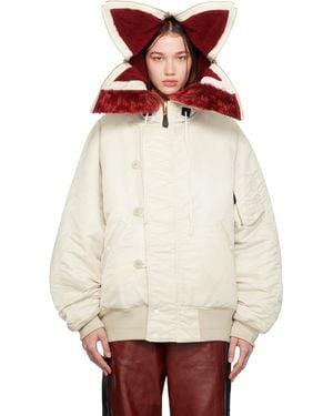 Doublet Off- Petal Mouth Hood Bomber Jacket - White