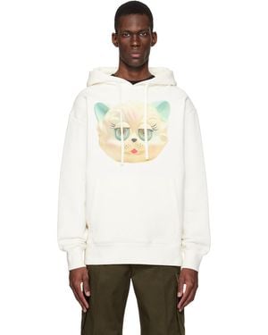 Valentino Cotton 'Le Chat De La Maison' Print Hoodie - Natural