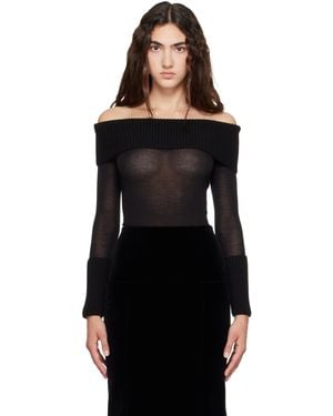 Alaïa Off-Shoulder Wool Bodysuit - Black