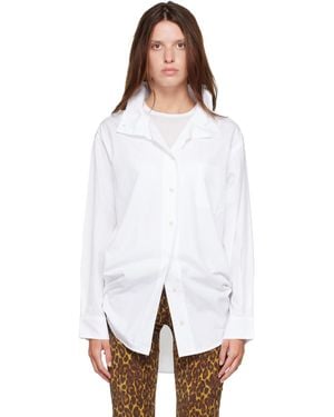 R13 Tall Collar Boyfriend Button Up Shirt - White