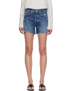 Agolde Parker Long Denim Shorts - Blue