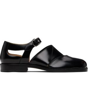 Maison Margiela Sandales Noires En Cuir À Bout Tabi