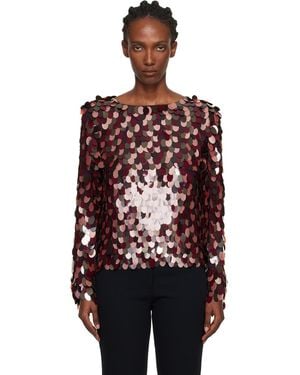 Dries Van Noten Burgundy Sequin Blouse - Red