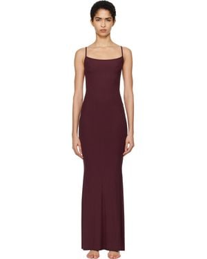 Skims Burgundy Soft Lounge Long Slip Maxi Dress - Black