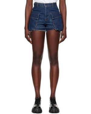 Sacai Belted Denim Shorts - Blue