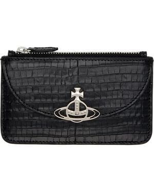 Vivienne Westwood Half Moon Croc-Embossed Card Holder - Black
