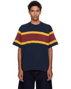 Sacai Burgundy Chusen-Dyed Cotton Jersey T-Shirt - Blue