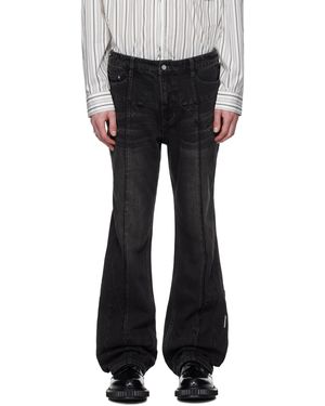 C2H4 Stagger Streamline Arch Raw Edge Jeans - Black