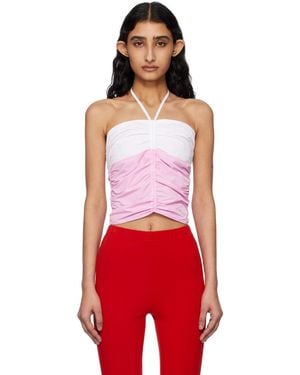 Kijun Haut Bouillonné Rose Et Blanc Cassé À Corsage Bain De Soleil - Rouge