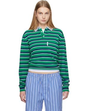 HOMMEGIRLS Knit Stripe Polo - Green