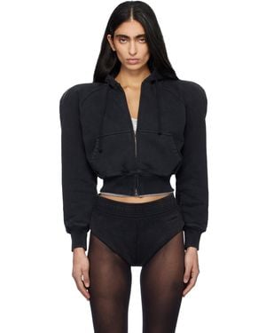 Vetements Round Shoulder Zip-Up Hoodie - Black