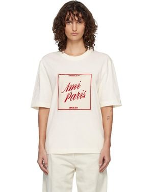 Ami Paris Off- Cotton Heritage' Print T-Shirt - Multicolour
