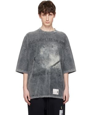 Maison Mihara Yasuhiro ブラック Bleached Smily Face プリントTシャツ - グレー
