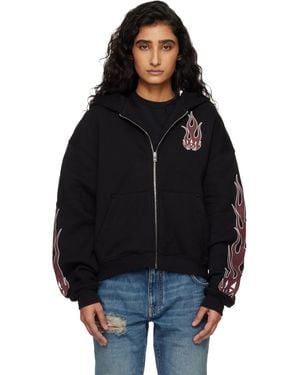 Amiri Flames Zip Hoodie - Black