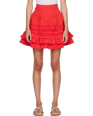 Ganni Cotton Miniskirt - Red