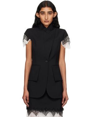 McQueen Cobweb Lace Sleeveless Blazer - Black