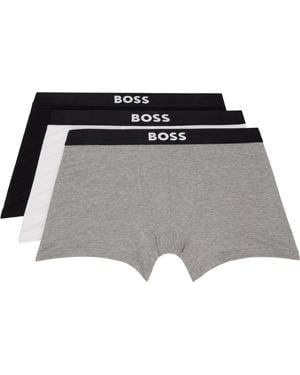 BOSS Three-Pack & Logo-Waistband Boxer Briefs - Black