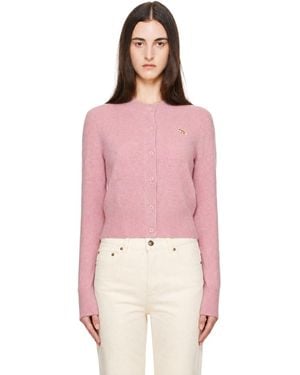 Maison Kitsuné Baby Fox Lambswool Fitted Cardigan - Pink