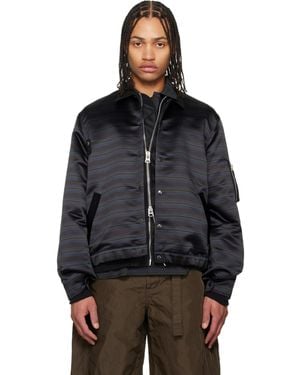 Sacai Horizontal Stripe Blouson Bomber Jacket - Black