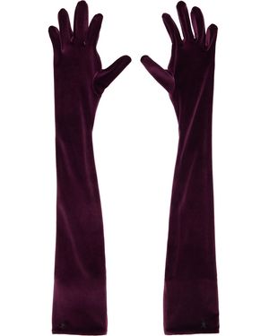 Mugler Burgundy Velour Gloves - Purple