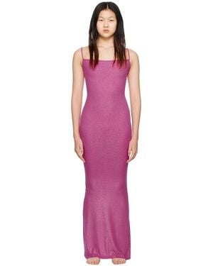 Skims Pink Soft Lounge Shimmer Maxi Dress - Red