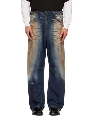we11done Loose-Fit Dirty Jeans - Blue