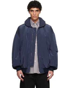 Hed Mayner Crinkled Bomber Jacket - Blue