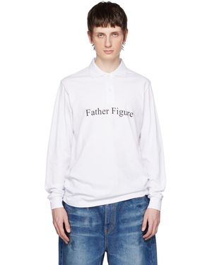PRAYING 'Father Figure' Long Sleeve Polo - White