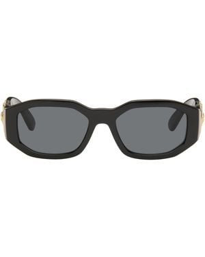 Versace Lunettes De Soleil Noires À Ferrures À Logo Medusa Biggie