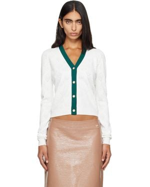 CASABLANCA Pointelle Monogram Cardigan - White