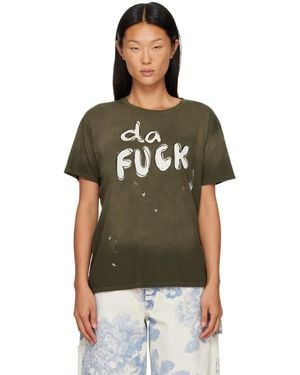 R13 T-Shirt 'Da Fuck' Boy Kaki - Vert