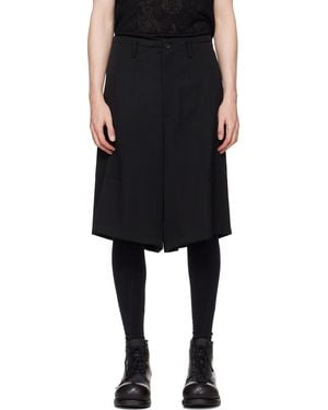 Yohji Yamamoto Wool Gabardine St Pocket Shorts - Black