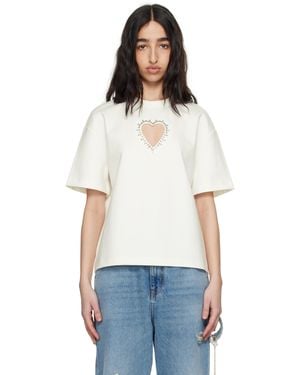 Area Crystal Heart Cutout Relaxed T-Shirt - White
