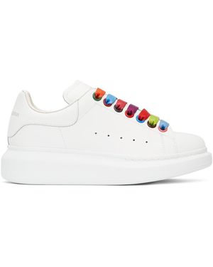 McQueen Oversized White Leather Rainbow Lace Trainers