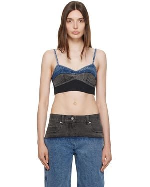 3.1 Phillip Lim Blue & Grey Panelled Denim Tank Top - Black