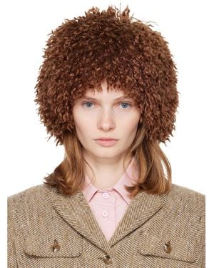 Anna Sui Ssense Exclusive Faux Fur Beanie - Brown