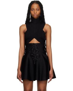 Alaïa Ribbed-Knit Halterneck Crop Top - Black