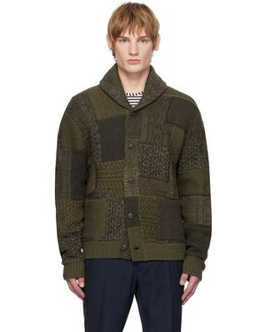 RRL Khaki Patchwork Wool-Blend Shawl Cardigan - Black