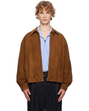 LE17SEPTEMBRE Suede Zip Blouson Leather Jacket - Brown